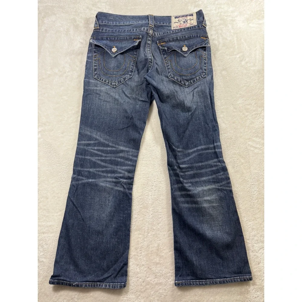 True Religion Mens Billy Mud Slinger Boot Cut Flap Pocket Jeans 31 Meas: 33x29